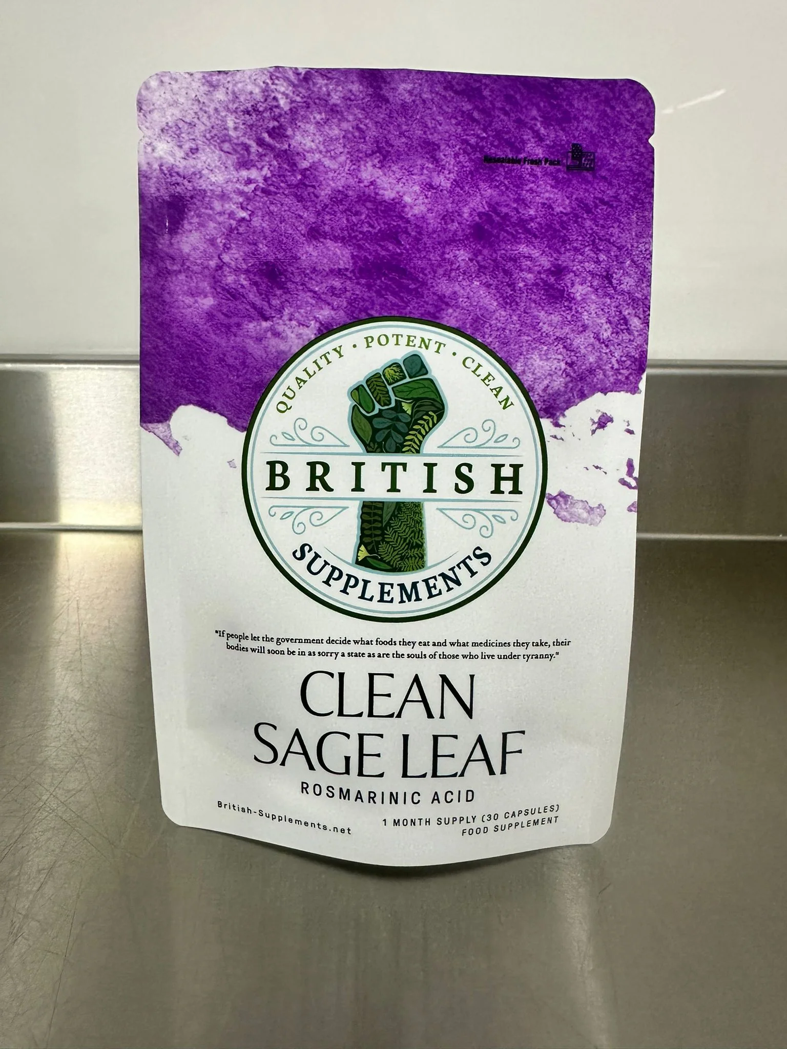 Clean Genuine Sage Leaf Extract 2,940mg (14.7mg Rosmarinic Acid)